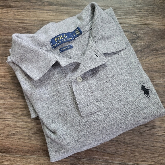 Ralph Lauren Polo Classic Fit Gray Shirt with Black Pony Men's Large - Picture 1 of 8